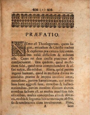 Diatriben Hanc Theologicam De Impersonalitate Et Perpetuitate Humanae Christi Naturae