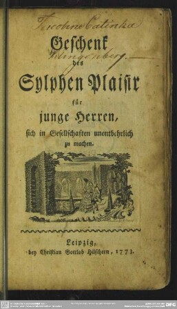 Geschenk des Sylphen Plaisir für junge Herren, sich in Gesellschaften unentbehrlich zu machen