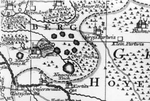 Elsterheide-Geierswalde. Karte des Amtes Senftenberg, von Schenk, 1757 (Sign.: VII 105)