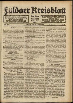 Ausgabe vom Freitag, den 12. Dezember 1919.