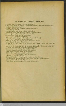 Verzeichnis der benutzen Hilfsmittel