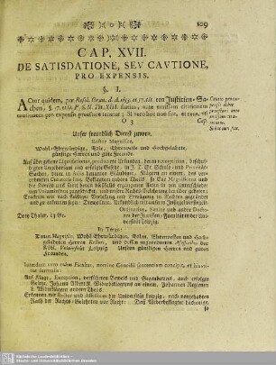Cap. XVII. De Satisdatione, Seu Cautione, Pro Expensis