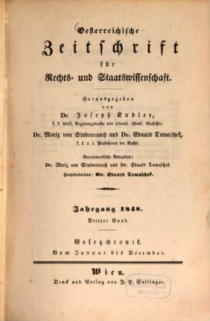 Österreichische Zeitschrift für Rechts- und Staatswissenschaft. 1848,3