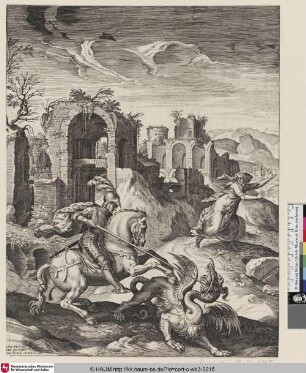 [Der heilige Georg tötet den Drachen; St George killing the dragon; St. Georges tuant le Dragon]