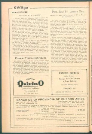 Pbro. José M. Lorenzo Rico : Falleció en Lugo (Vivero-Lugo) el 27 de Febrero del corriente año