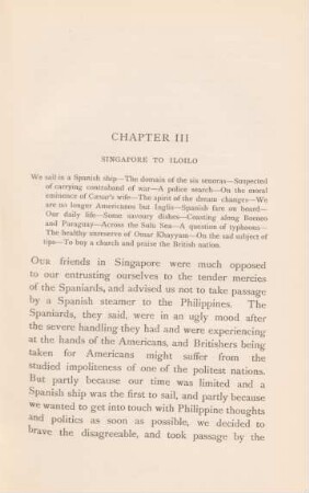 Chapter III. Singapore to Iloilo