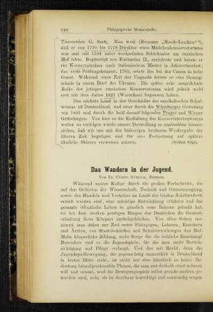 ¬Das¬ Wandern in der Jugend