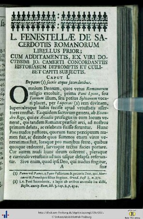 L. Fenestellae de sacerdotis Romanorum