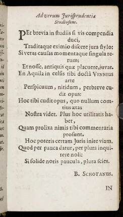 Adverum Jurisprudentiæ Studiosum.