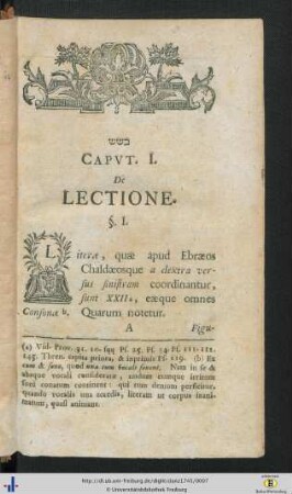 Cap. I. De Lectione.