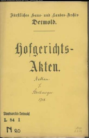 Nathan, Manuel zu Schötmar gegen Stockmeyer zu Berlebeck - Schuldforderung