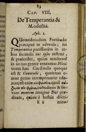 Cap. VIII. De Temperantia & Modestia.