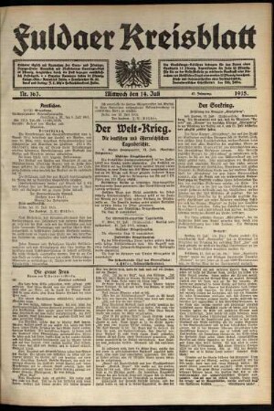 Ausgabe vom Mittwoch, den 14. Juli 1915.