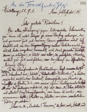 Brief an die Frankfurter Zeitung