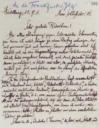 Brief an die Frankfurter Zeitung