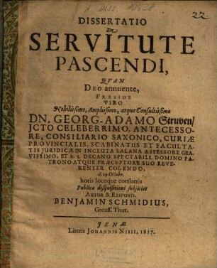 Dissertatio De Servitute Pascendi