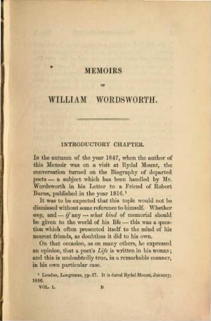 Memoirs of Will. Wordsworth : In two volumes, 1