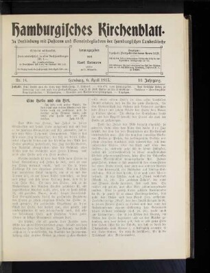 Nr. 14. Hamburg, 6. April 1913. 10. Jahrgang.