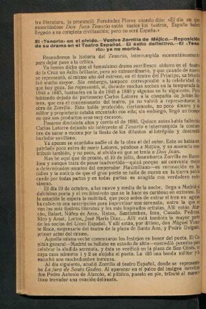 El "Tenorio" en el olvido. - Vuelve Zorrilla de Méjico. - Reposición de su drama en el Teatro Español.- El éxito definitivo. - El "Tenorio" ya no morirá.