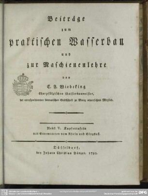 Beiträge zum praktischen Wasserbau und zur Maschinenlehre