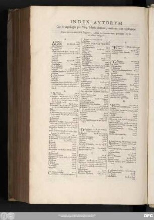 Index Autorum Qui in Apologiâ pro Virg. Maria citantur, laudantur aut refelluntur.