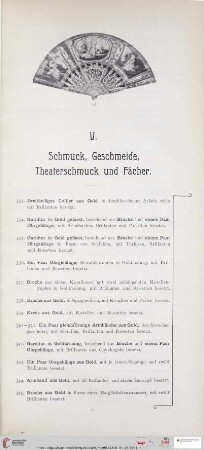 V. Schmuck, Geschmeide, Theaterschmuck und Fächer (Nr. 333 - 572)