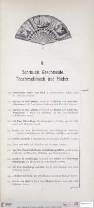 V. Schmuck, Geschmeide, Theaterschmuck und Fächer (Nr. 333 - 572)