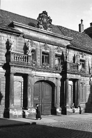 Bayreuth. Ehemaliger Ellrodtscher Gartenportikus (1743-1744). Teilansicht der Fassade