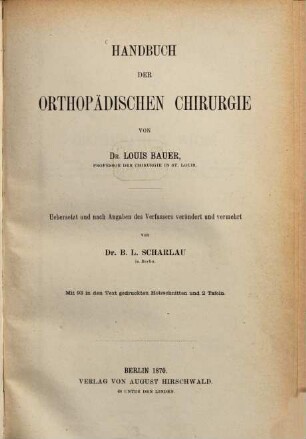 Handbuch der orthopädischen Chirurgie