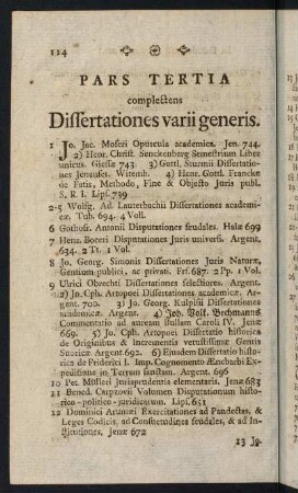 114-248, Pars Tertia complectens Dissertationes varii generis