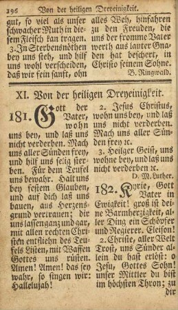 XI. Von der heiligen Dreyeinigkeit.
