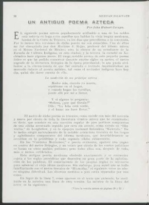Un antiguo poema azteca