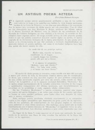 Un antiguo poema azteca