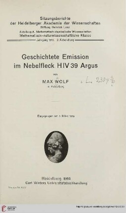 Geschichtete Emission im Nebelfleck H IV 39 Argus