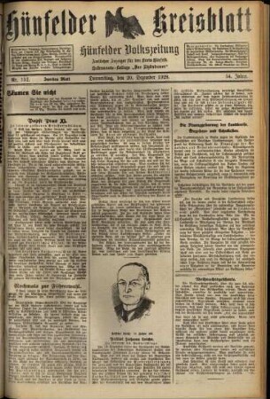 Zweite Ausgabe vom Donnerstag, den 20. Dezember 1928.