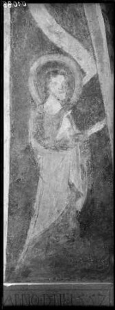 Hochhausen Evangelische Notburga-Kirche Innenansicht - Chor Nordwand Wandmalerei Szenen der Notburga-Legende (um 1500)