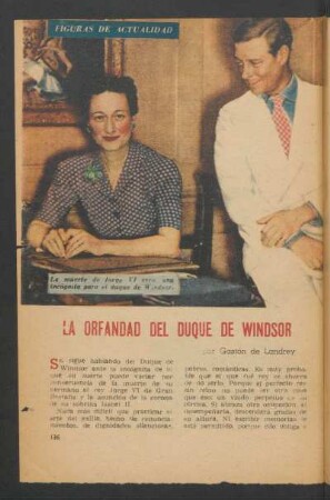 La orfandad del duque de Windsor : Figuras de actualidad
