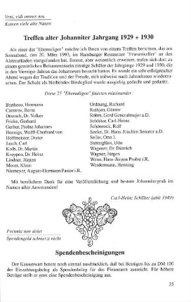 Treffen alter Johanniter Jahrgang 1929 + 1930
