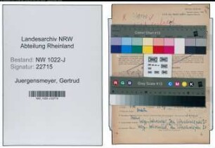 Entnazifizierung Gertrud Juergensmeyer , geb. 02.11.1914 (Sekretaerin)