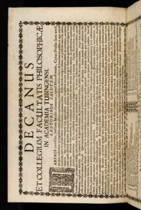 Decanus Et Collegium Facultatis Philosophicae In Academia Tubingensi. Lectoribus Salutem
