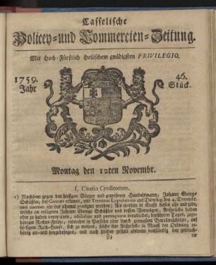 46. Stueck, Montag den 12ten Novembr. 1759