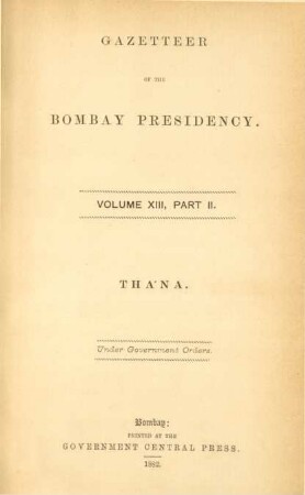 Vol. 13, Pt. 2: Thana