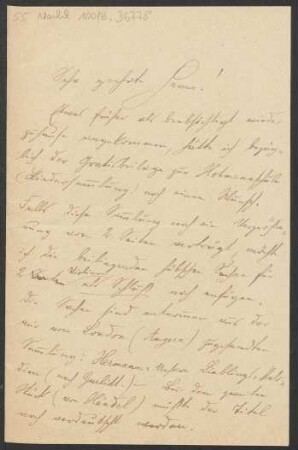 Brief an B. Schott's Söhne : o.D. [wahrscheinlich vom 25.03.1914, vgl. den mutmaßlichen Antwortbrief vom 26.03.1914, Signatur: 55 Nachl 100/B,36781]