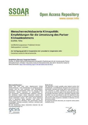 Menschenrechtsbasierte Klimapolitik: Empfehlungen für die Umsetzung des Pariser Klimaabkommens