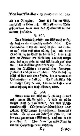 Wißmuth mit Säuren und andern Auflösungsmitteln (§§. 565-568)