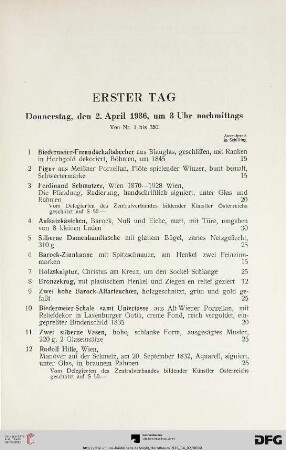 Erster Tag: Donnerstag, den 2. April 1936, um 3 Uhr nachmittags (Nr. 1-350)