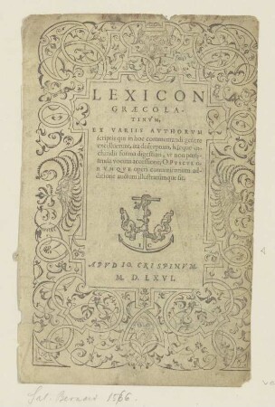 Titelseite "Lexicon Graecolatinum"