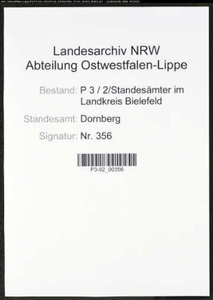 Heiratsregister Standesamt Dornberg