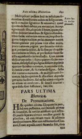 Pars Ultima. Rhetoricæ De Pronuntiatione.