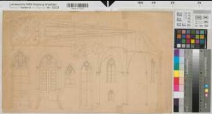 Soest (Soest) Wiesenkirche Details Dachreiter, Fenster, Chor um 1860 o.M. 33 x 55 kol. Zeichnung Staatshochbauamt Soest